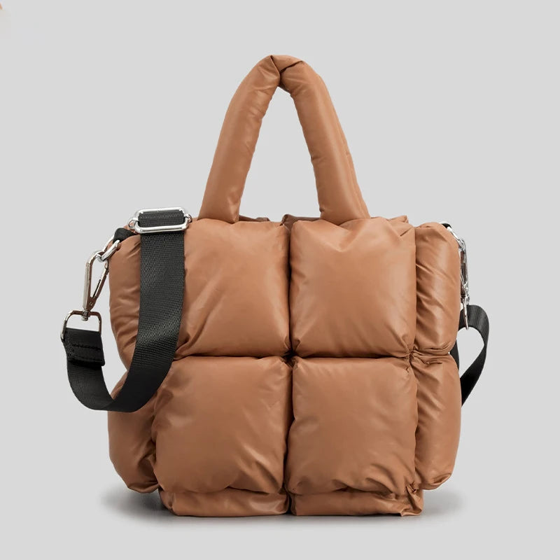 Fashion Large Tote Padded Handbags Designer Quilted Women Shoulder Bags Luxury Nylon down Cotton Crossbody Bag Winter Purse 2024