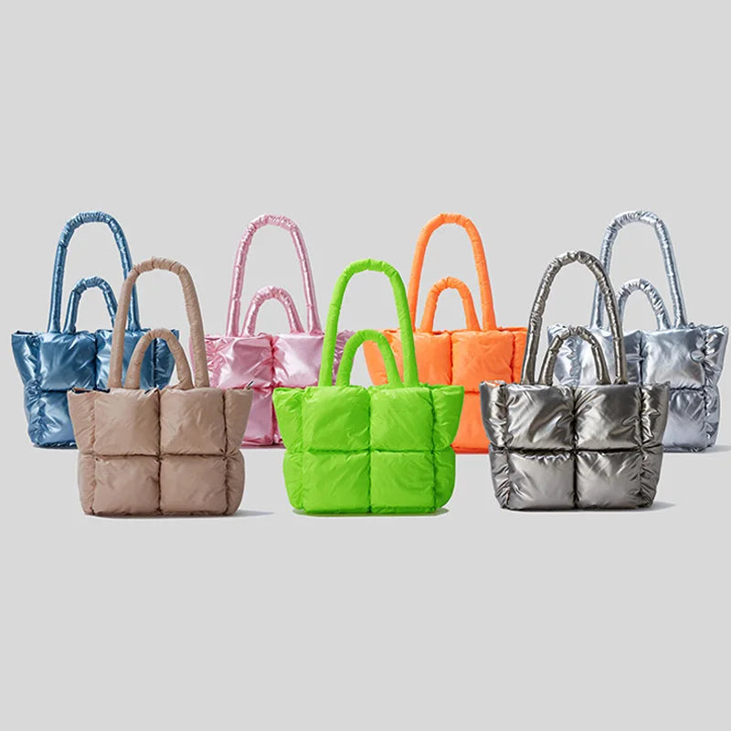 Fashion Large Tote Padded Handbags Designer Quilted Women Shoulder Bags Luxury Nylon down Cotton Crossbody Bag Winter Purse 2024