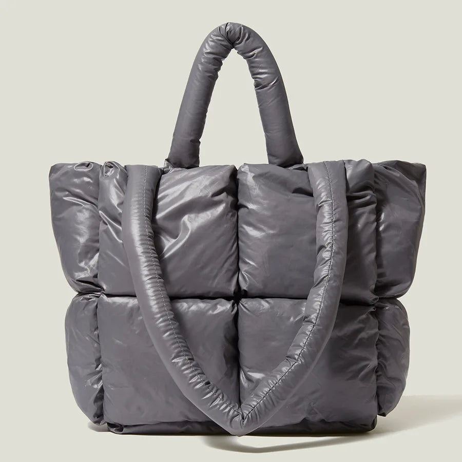 Fashion Large Tote Padded Handbags Designer Quilted Women Shoulder Bags Luxury Nylon down Cotton Crossbody Bag Winter Purse 2024