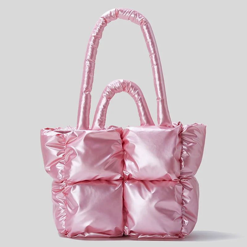 Fashion Large Tote Padded Handbags Designer Quilted Women Shoulder Bags Luxury Nylon down Cotton Crossbody Bag Winter Purse 2024