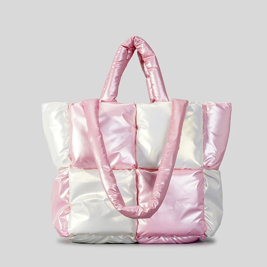 Fashion Large Tote Padded Handbags Designer Quilted Women Shoulder Bags Luxury Nylon down Cotton Crossbody Bag Winter Purse 2024