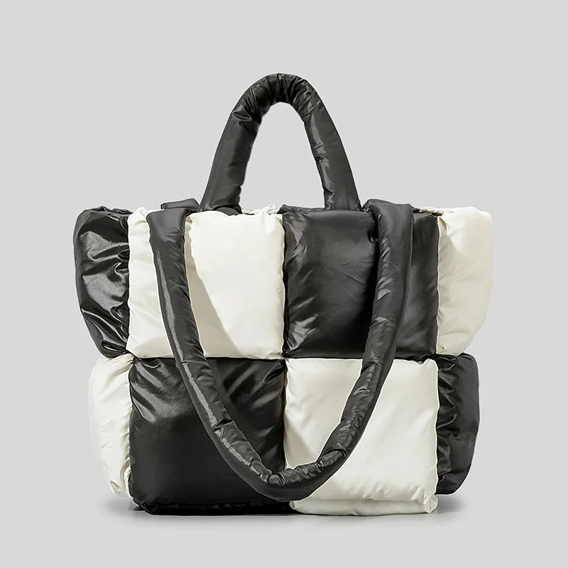 Fashion Large Tote Padded Handbags Designer Quilted Women Shoulder Bags Luxury Nylon down Cotton Crossbody Bag Winter Purse 2024