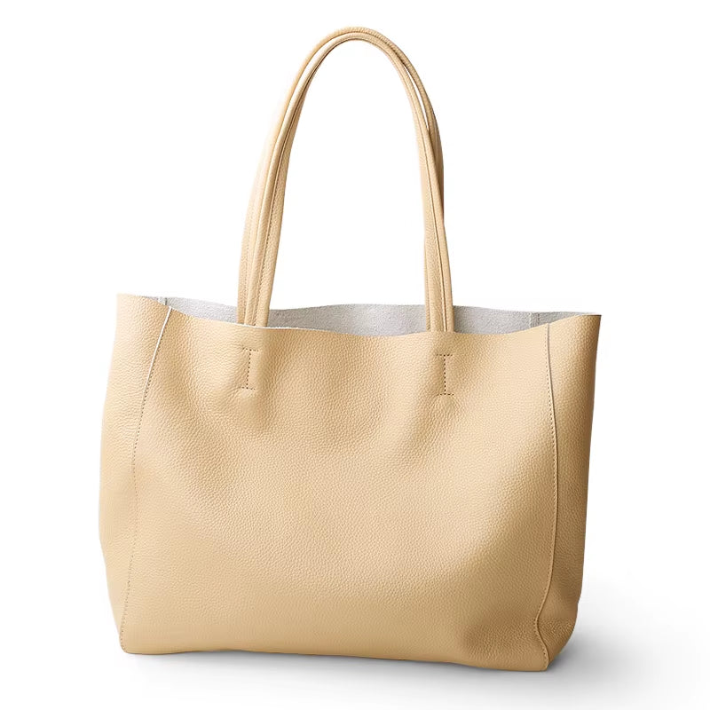 2023 New Women Deluxe Cowhide Genuine Leather Totes Handbag Lady Simple Soft Satchels Bag High Capacity Waterproof Shopping Bags