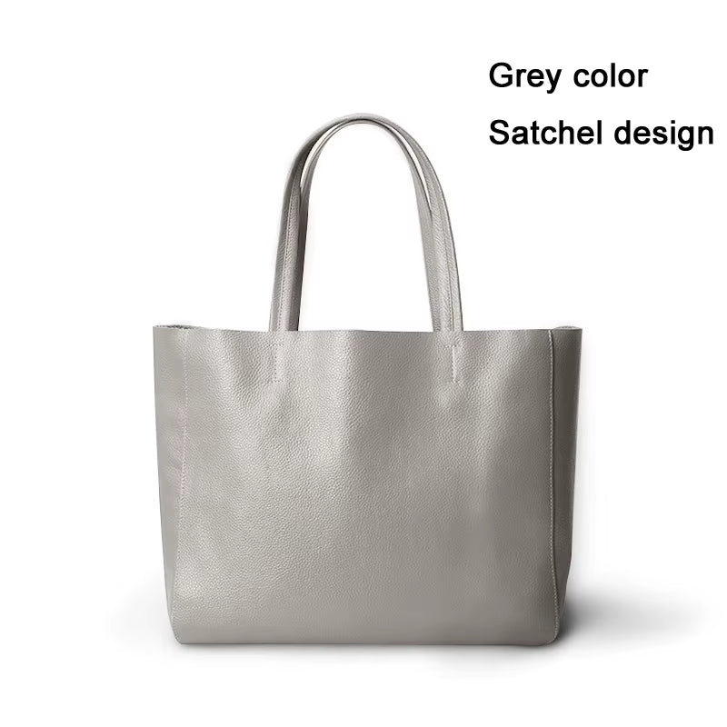 2023 New Women Deluxe Cowhide Genuine Leather Totes Handbag Lady Simple Soft Satchels Bag High Capacity Waterproof Shopping Bags