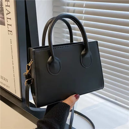 Minimalist Black Small Square Bag All-Match Top Handle Purse Classic Shoulder Bag for Work Women Handbags Crossbody Bags Purse