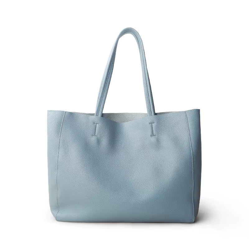 2023 New Women Deluxe Cowhide Genuine Leather Totes Handbag Lady Simple Soft Satchels Bag High Capacity Waterproof Shopping Bags